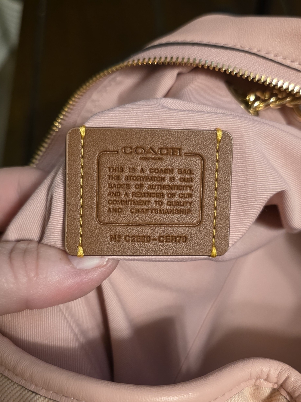 Coach Pink Denim Evelyn Quilted Shoulder Bag CER79 - Picture 7 of 10